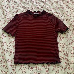 Zara lettuce trim striped top